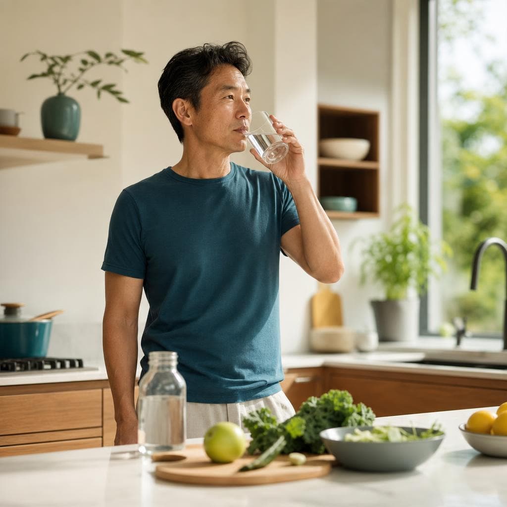 Man at home in an everyday wellness setting