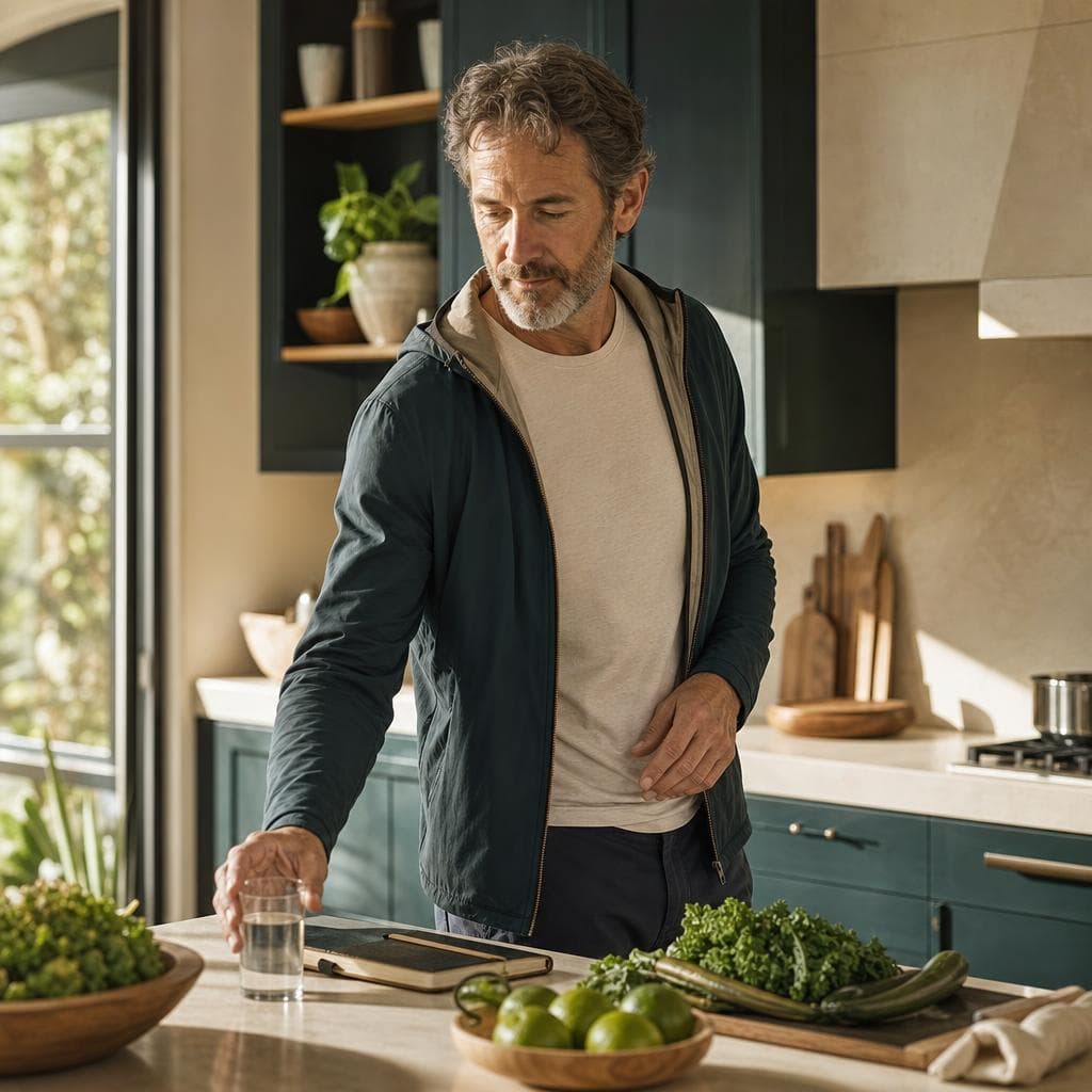 Man preparing a healthy morning routine