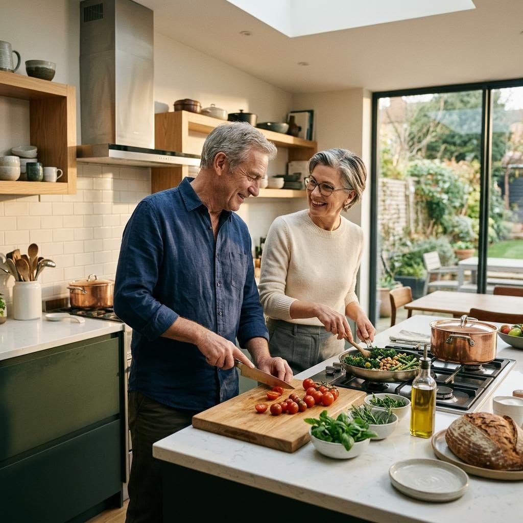 Couple preparing a meal together